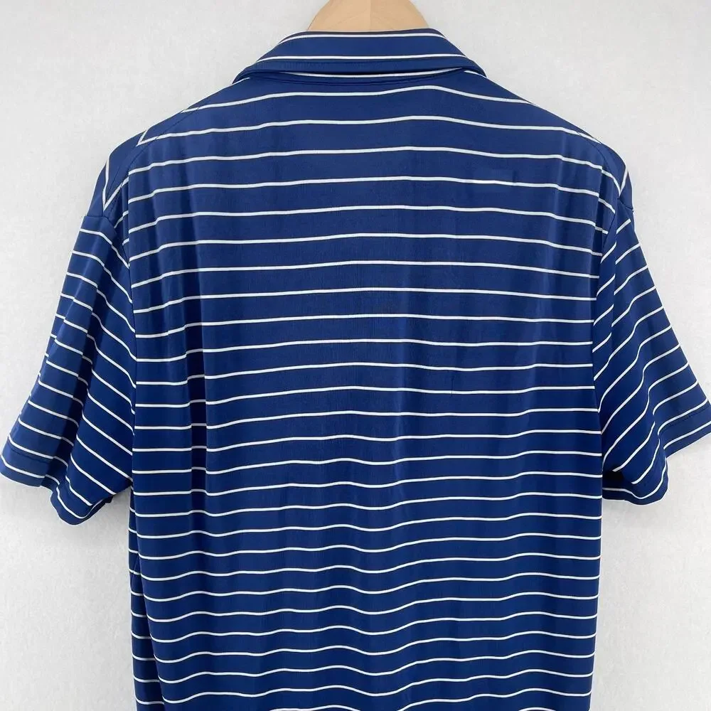 POLO RALPH LAUREN Shirt Mens L Striped Polo Golf Performance Short Sleeve Blue